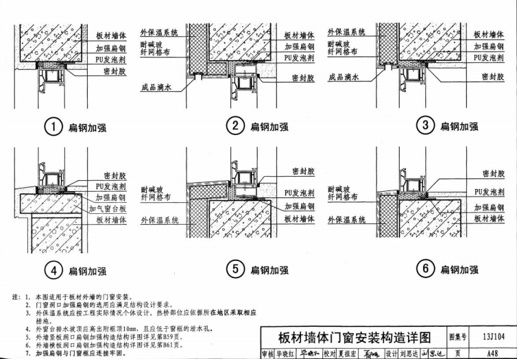 alc外墻板門窗安裝構造詳圖